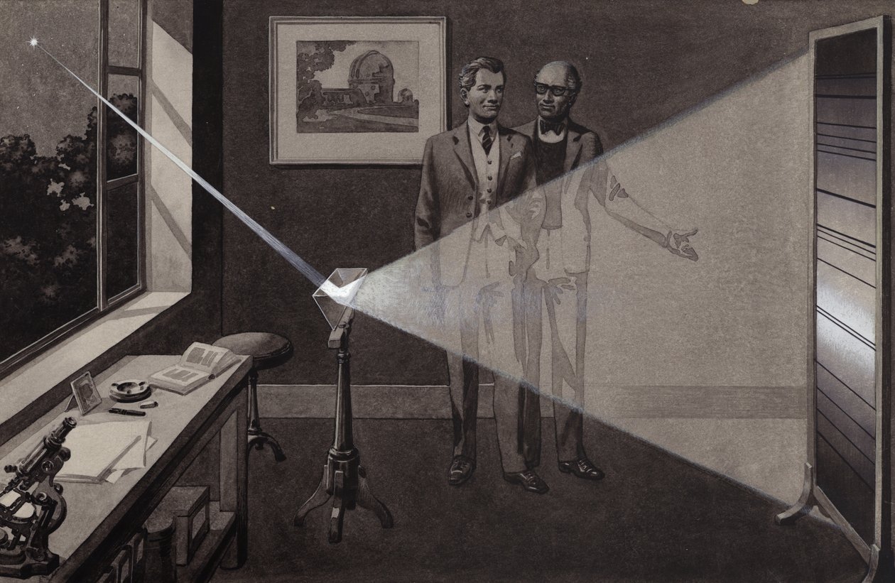 A csillag fénye egy prizmára esik, és szivárványszínűvé válik (gouache, papír) alkotó: Pat (1907 95) Nicolle