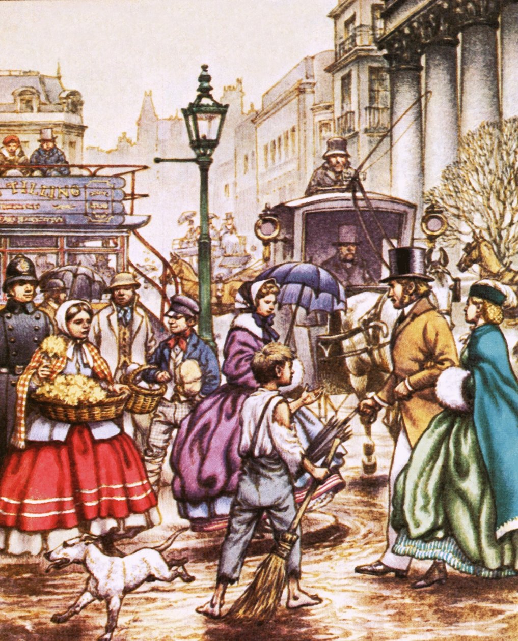 Tipikus londoni utcakép az 1860-as évekből alkotó: Pat (1907 95) Nicolle