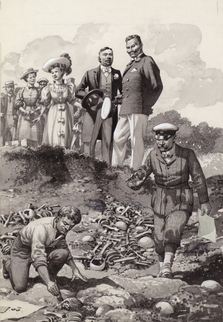 II. Vilmos meglátogatja a visbyi ásatásokat Gotlandon 1905-ben (gouache, papír) alkotó: Pat (1907 95) Nicolle
