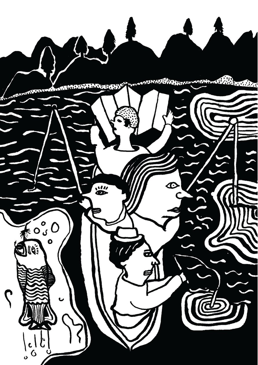 Halfogás, 2014 (tus és ecset) alkotó: Pat Macdonald