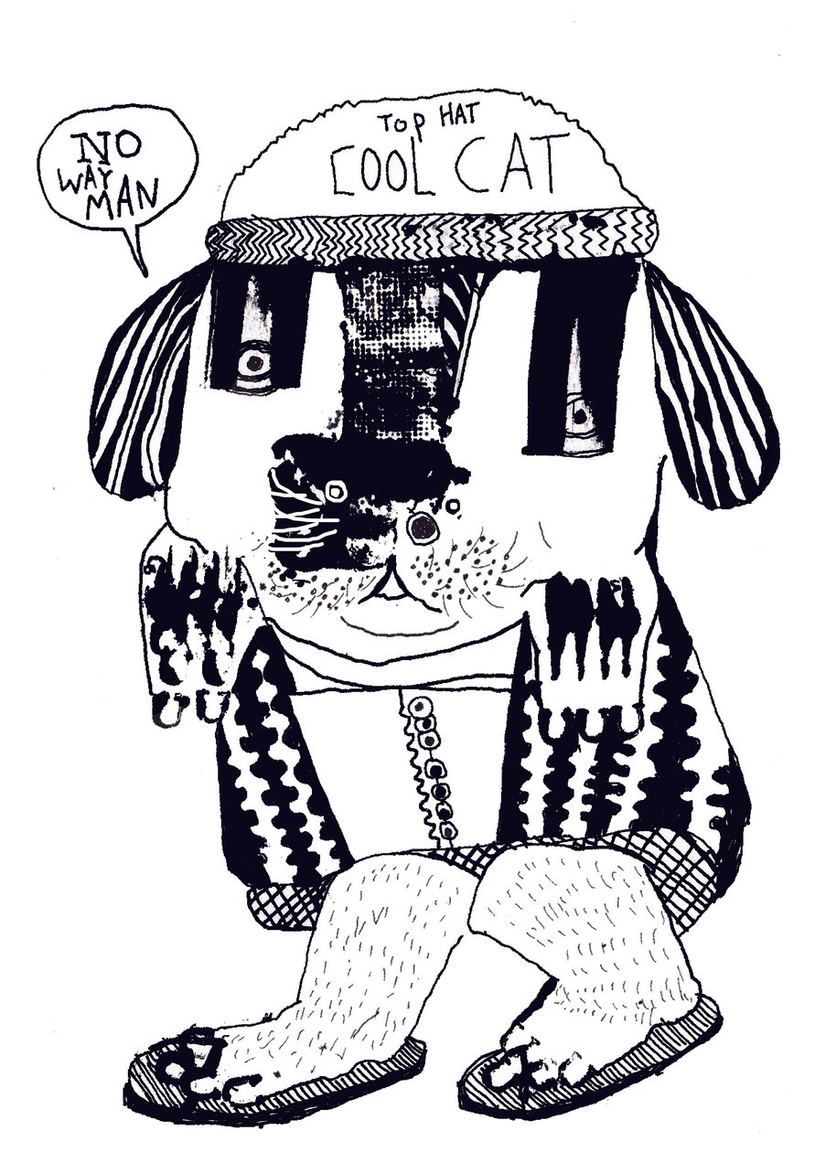 Cool Cat, 2014 (tus és olaj) alkotó: Pat Macdonald