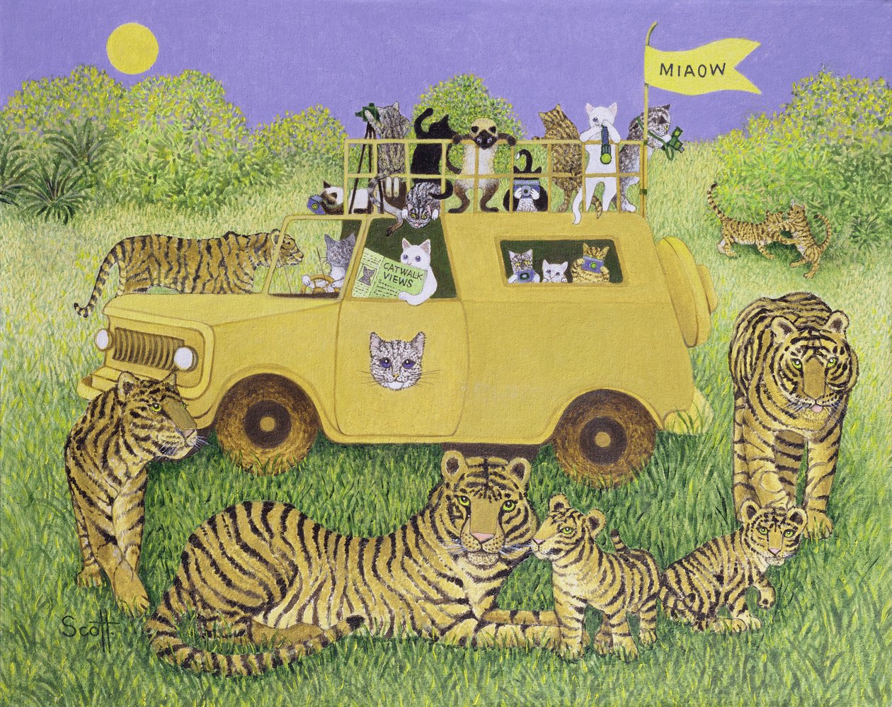 Cat Safari (olaj, vászon) alkotó: Pat Scott