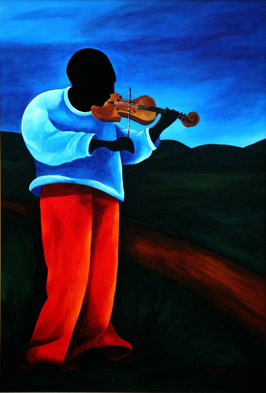 Ti-Jean le violoniste, 2008 (akril, masonit) alkotó: Patricia Brintle