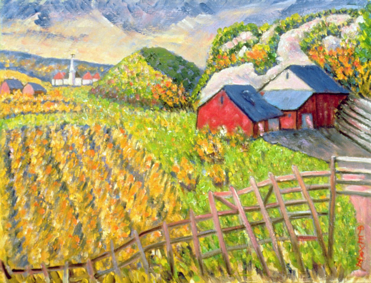 Búzaszüret, Kamouraska, Quebec alkotó: Patricia Contemporary Artist Eyre