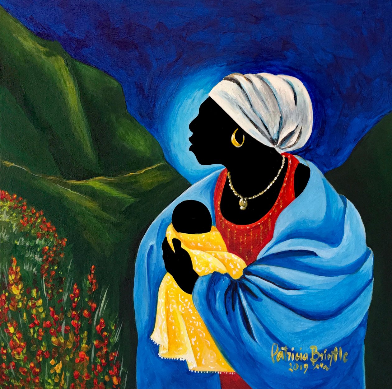 Madonna és a kert gyermeke, 2019 (akril, fa alkotó: Patricia Brintle