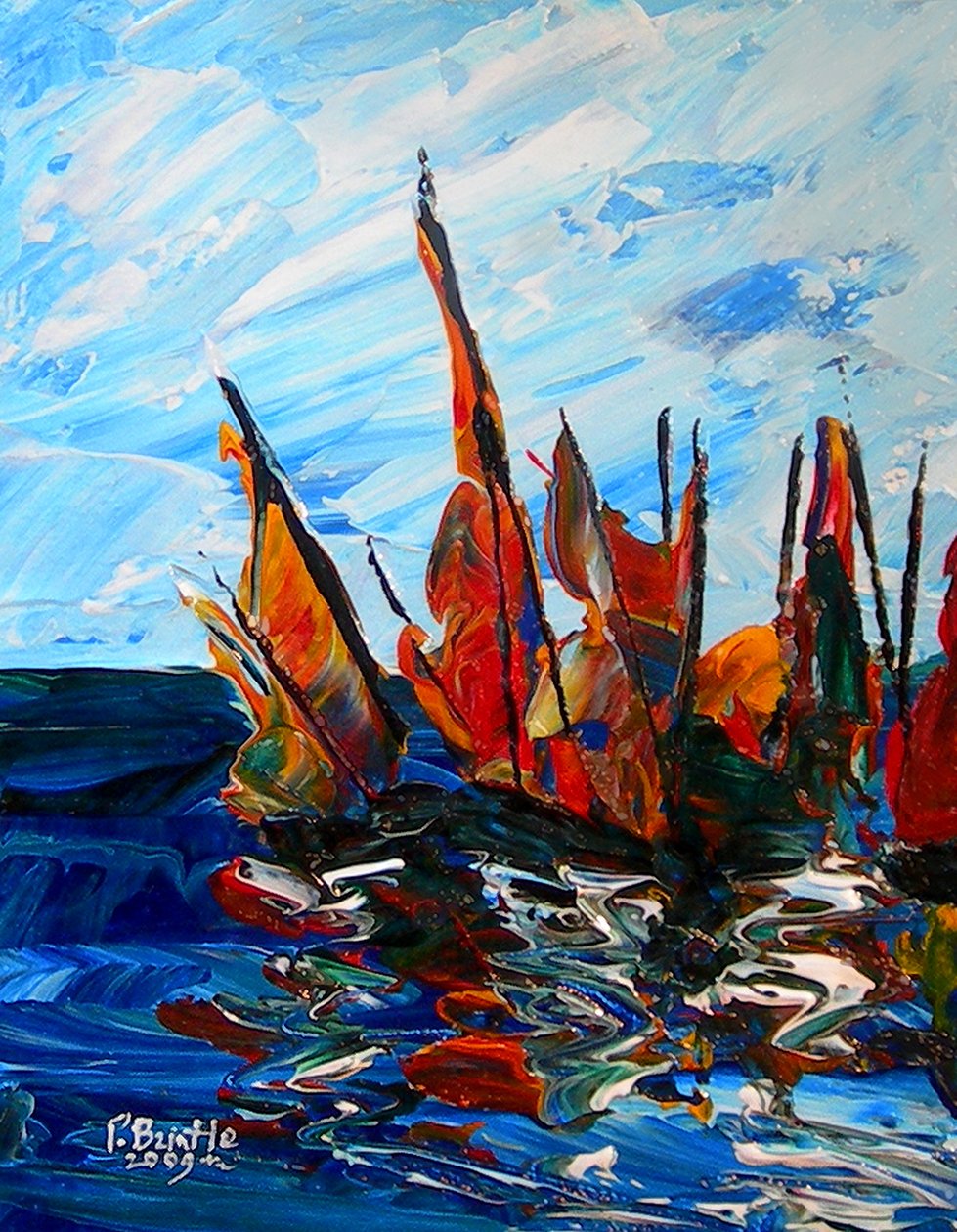 Vitorlások Port a Bainetben, 2009 (akril, fa) alkotó: Patricia Brintle