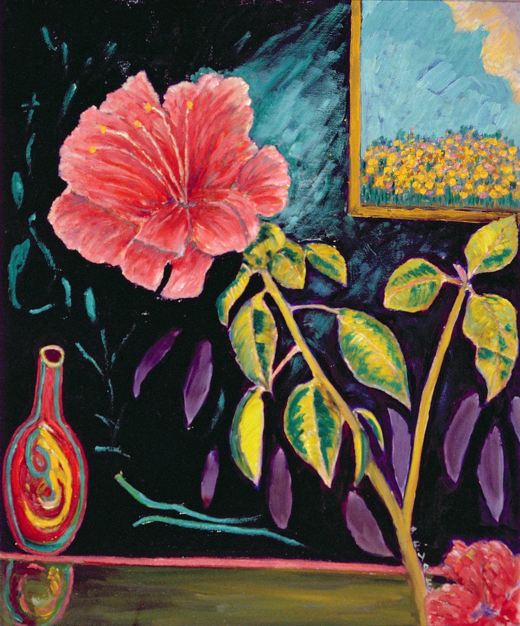 Hibiszkusz vázával (olaj, vászon) alkotó: Patricia Contemporary Artist Eyre
