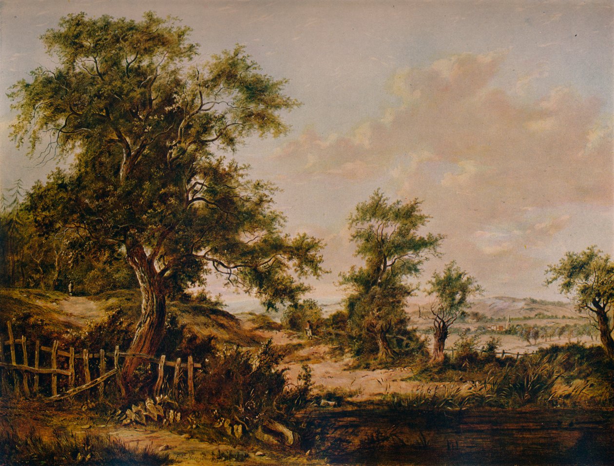 Tájkép, medencével és fával az előtérben, 1828 alkotó: Patrick Nasmyth