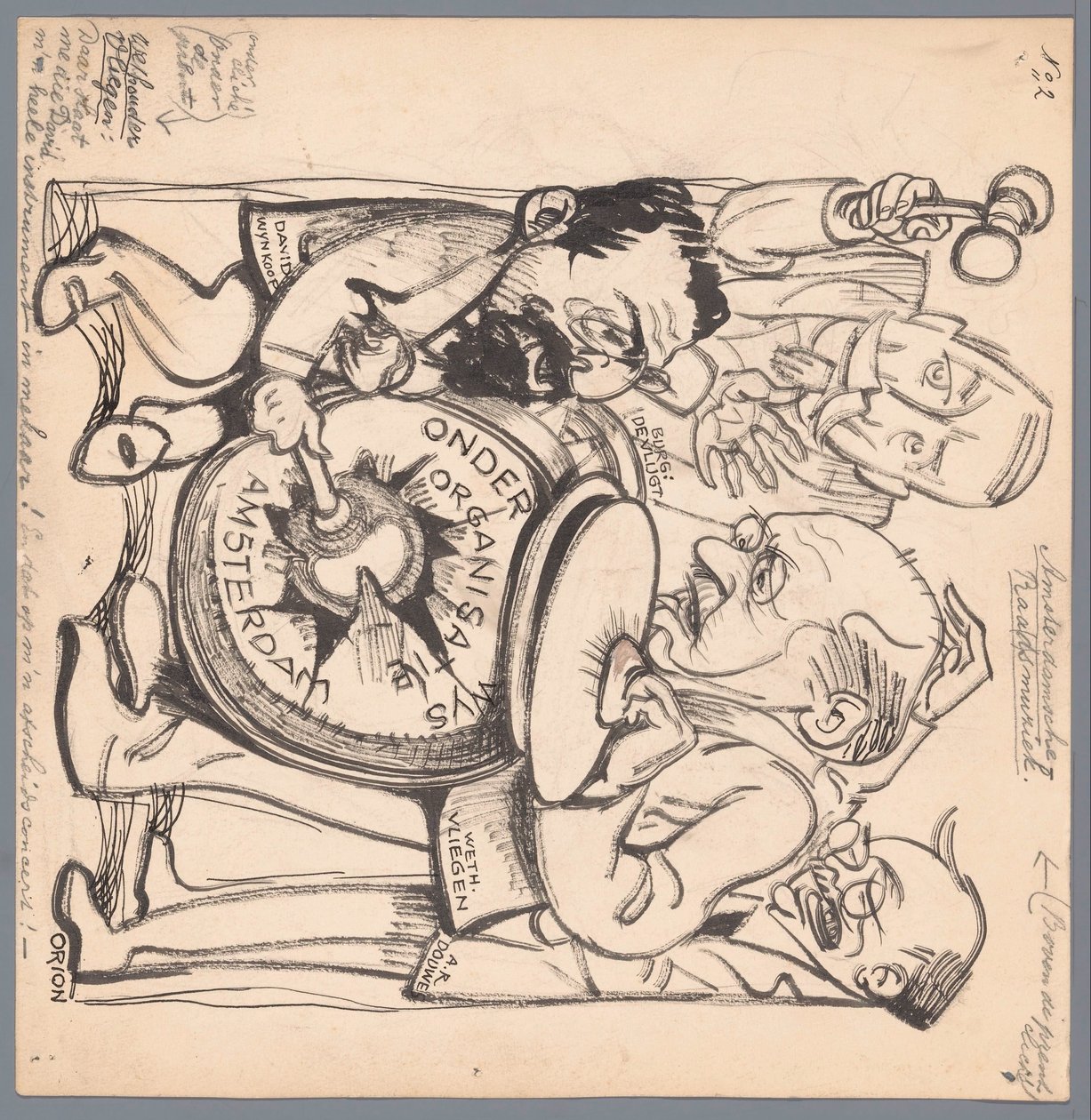 Amszterdam polgármesterek Amsterdamsche Raa(d) zenéje (cím a tárgyon) alkotó: Patricq Kroon (signed by artist)