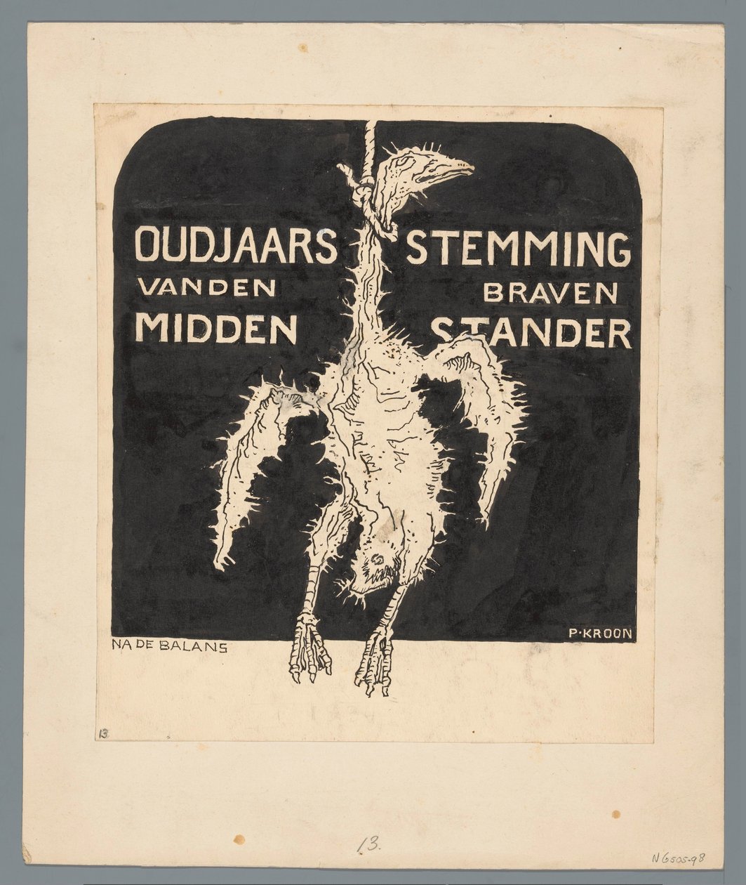 Kopasz válogatott kereskedő A bátor középosztály újévi hangulata (cím a tárgyon) alkotó: Patricq Kroon (signed by artist)