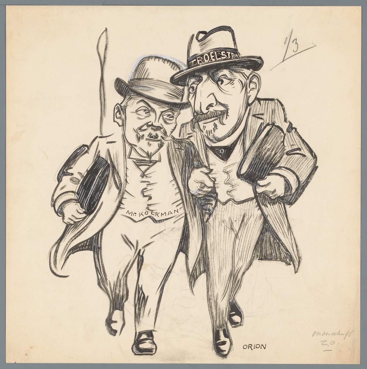 Troelstra és Kolkman Romantikus szerelem az alkotmányreformnál (cím a tárgyon) alkotó: Patricq Kroon (signed by artist)