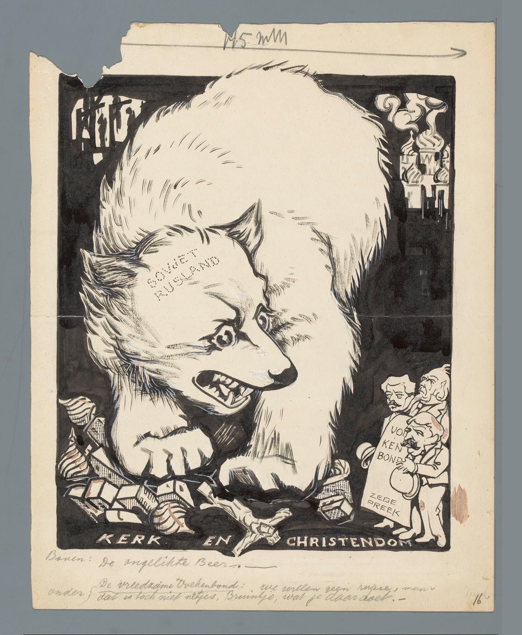 Az orosz medve lerombolja a templomokat The Unlicked Bear (cím a tárgyon) alkotó: Patricq Kroon