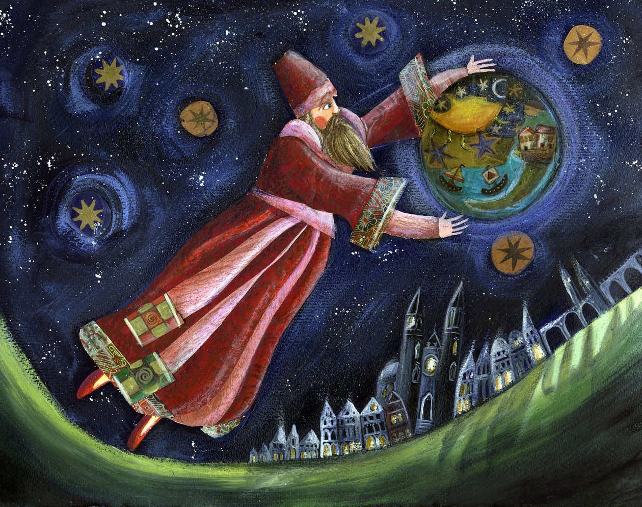 Michel de Nostradamus, asztrológus. Patrizia La Porta illusztrációja. alkotó: Patrizia La Porta