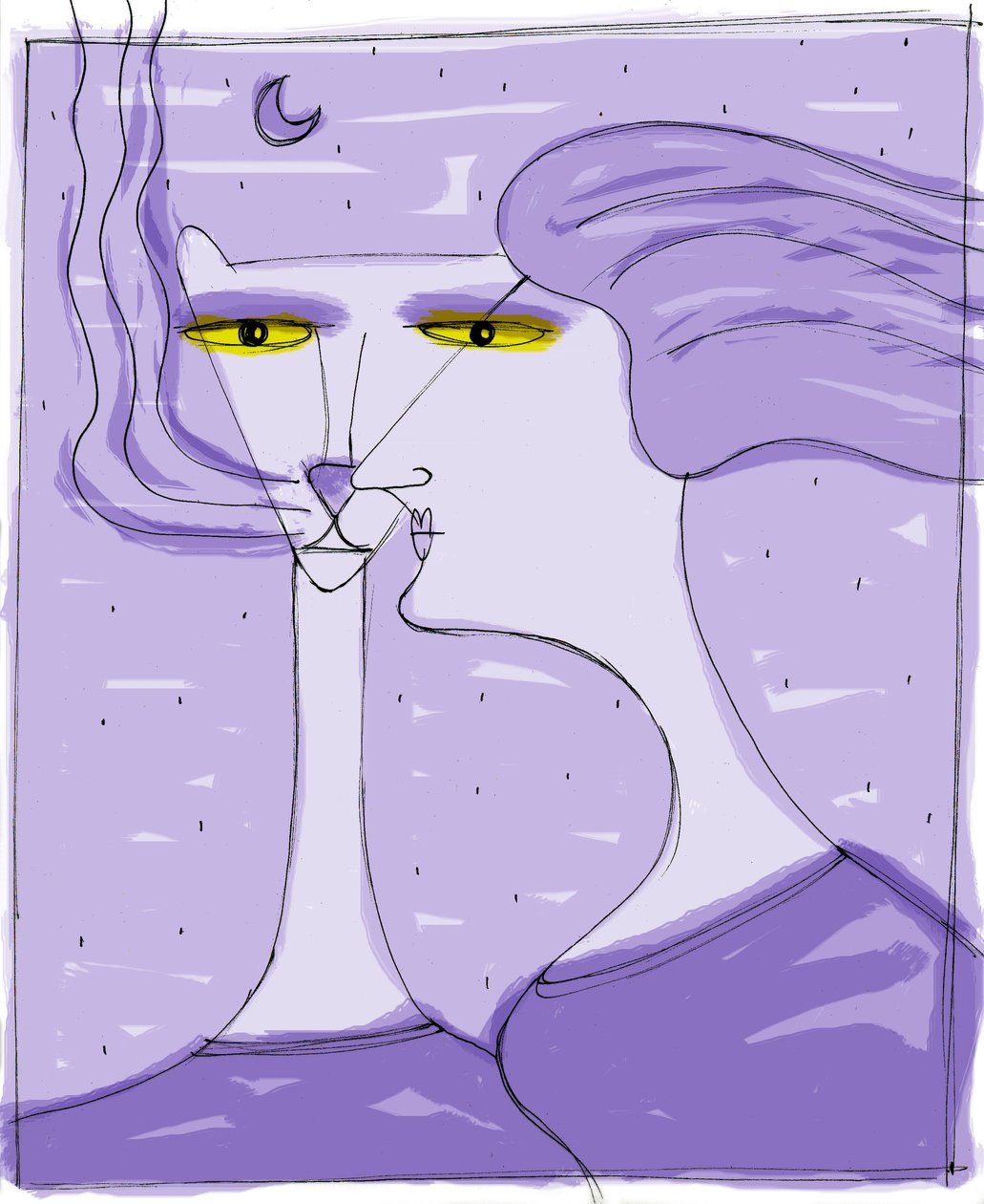 Strega del Tchesal (Chiesale): boszorkány, aki macskává változik, hogy kémkedjen az emberek után. Patrizia La Porta illusztrációja. alkotó: Patrizia La Porta