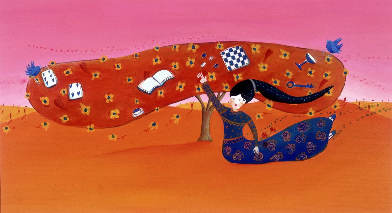 Fiatal lány a fával - Patrizia La Porta illusztrációja alkotó: Patrizia La Porta