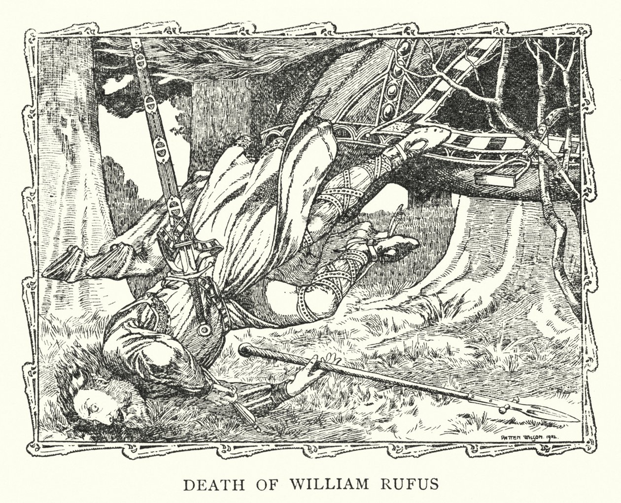 William Rufus halála (litográfia) alkotó: Patten (after) Wilson