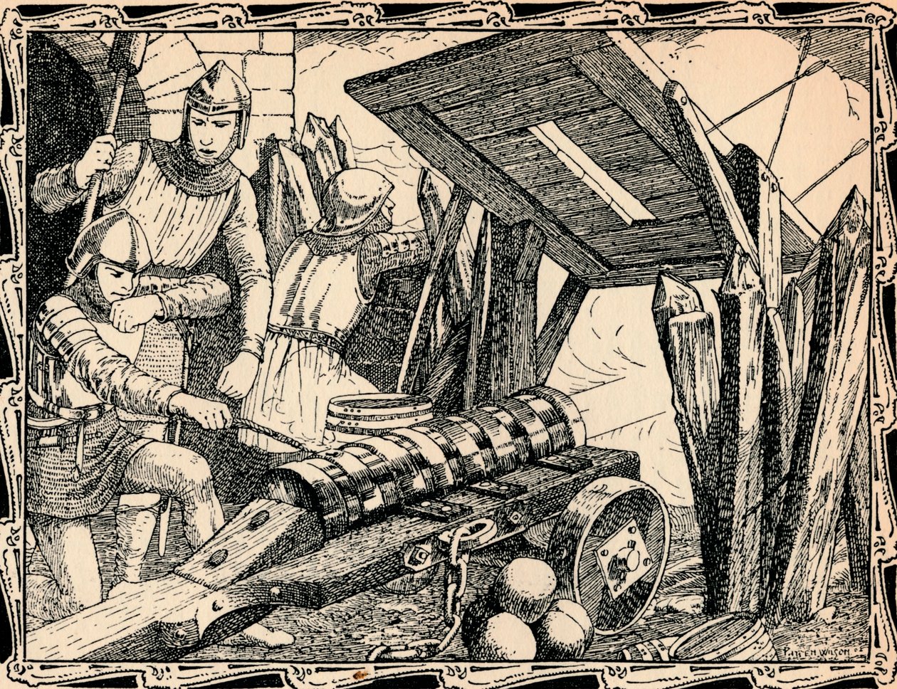 Az első ágyú Crecyben, 1902 alkotó: Patten Wilson