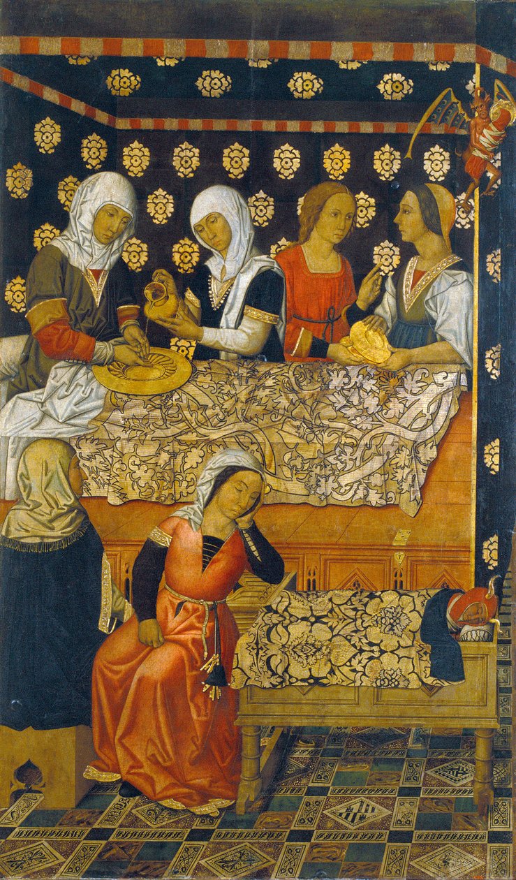 Szent István születése - Szent István születése - A Vergos család festménye (aktív 15. század vége) - c. 1495 - Tempera panelen - 200x123,2 - Museu Nacional d