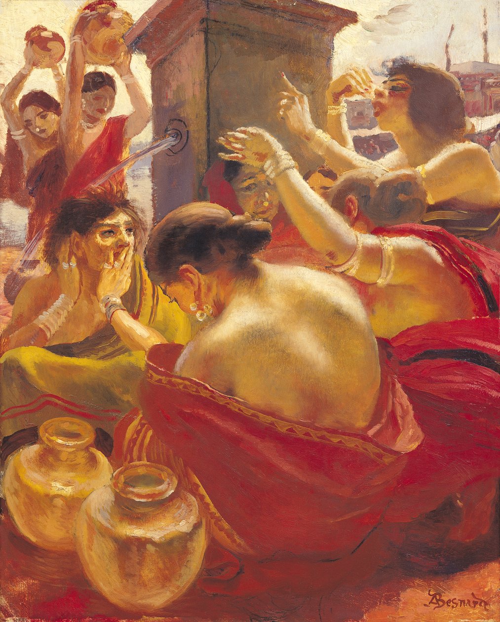Madurai nők a szökőkútnál alkotó: Paul Albert Besnard