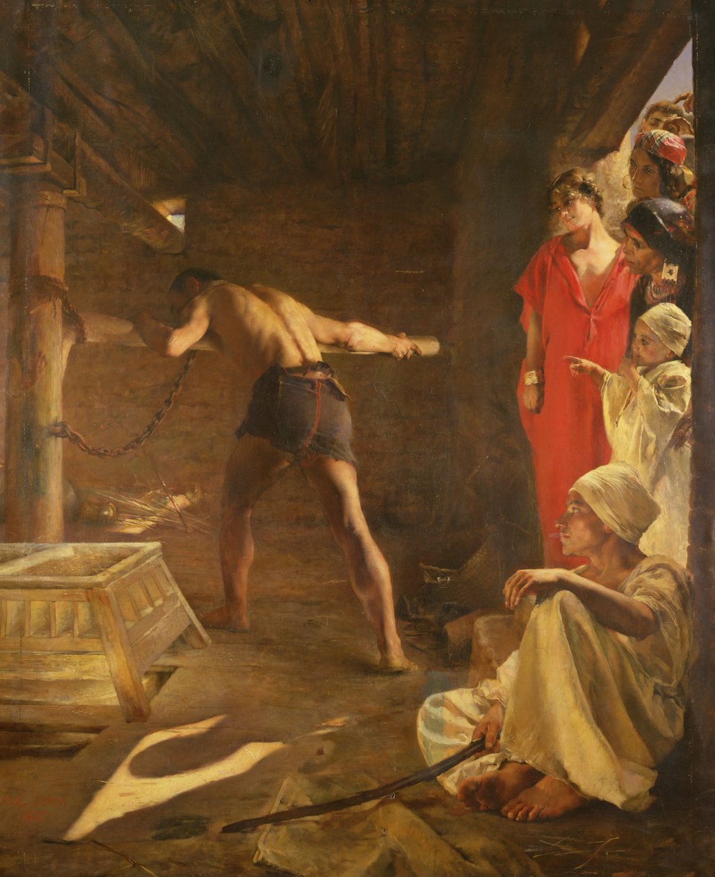 Sámson a filiszteusok malomkövét forgatja, 1887 alkotó: Paul Alexander Alfred Leroy