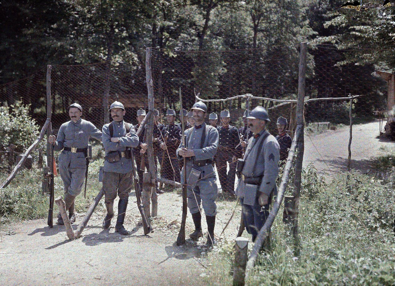 A svájci-francia határ Pfetterhouse településen, Haut-Rhin megye, Elzász, Franciaország, 1917. június 19. (autochrome) alkotó: Paul Castelnau