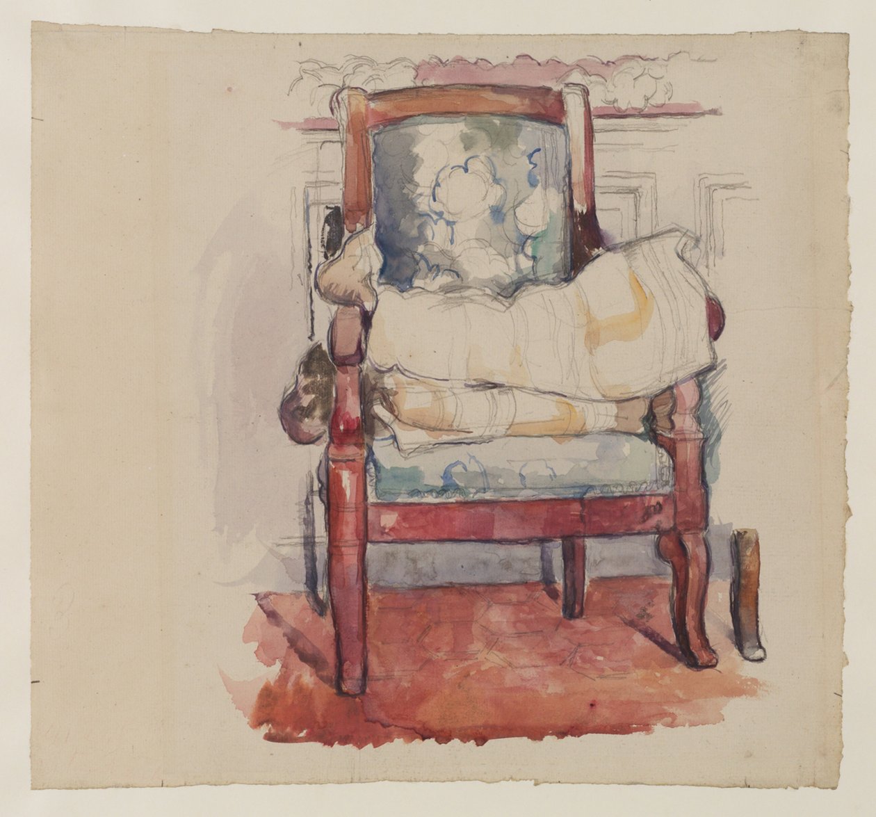 Fotel, 1885-90 (ceruza, wc és gouache papíron) alkotó: Paul Cézanne