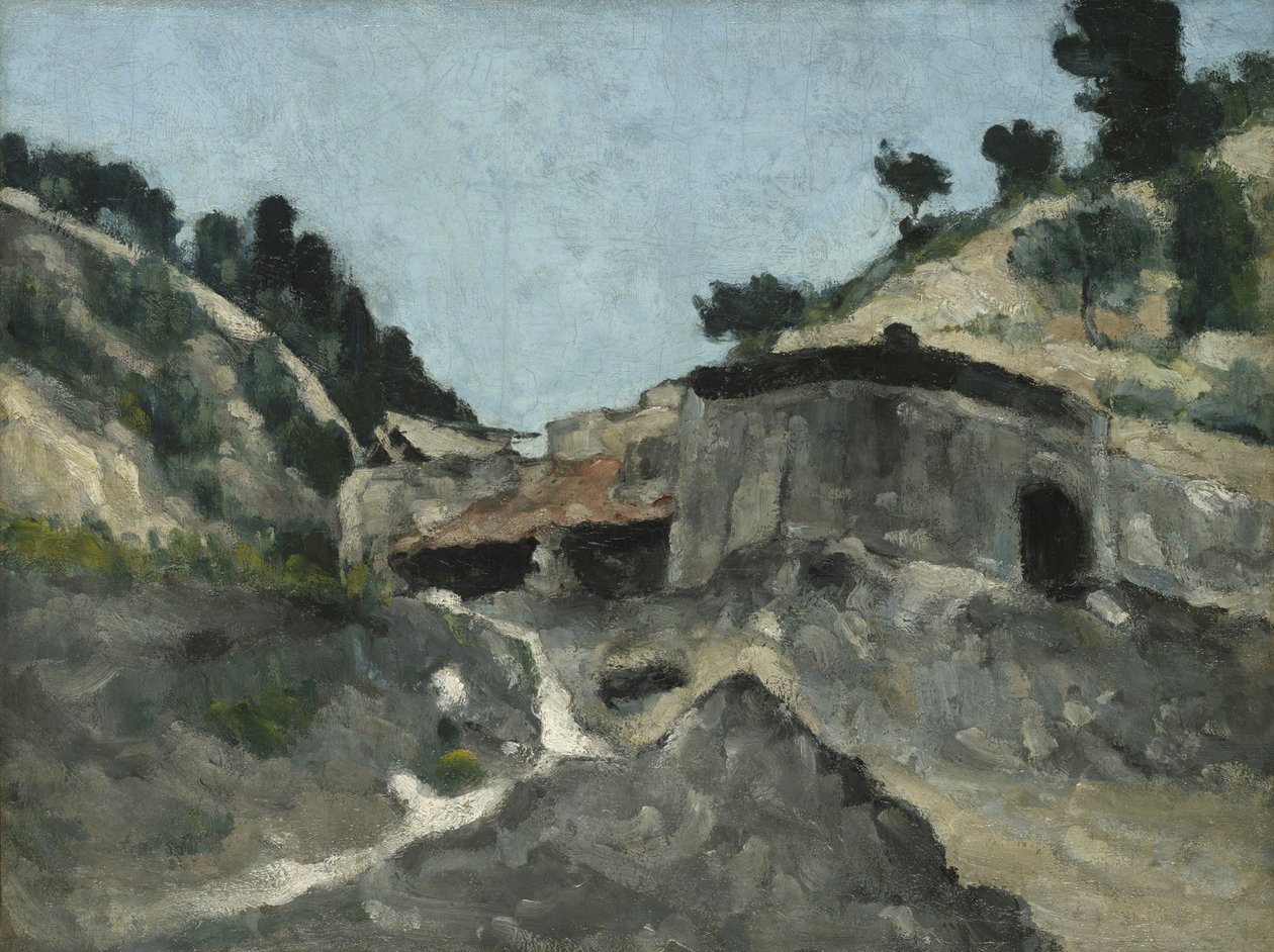Táj vízimalommal, 1871 körül alkotó: Paul Cézanne