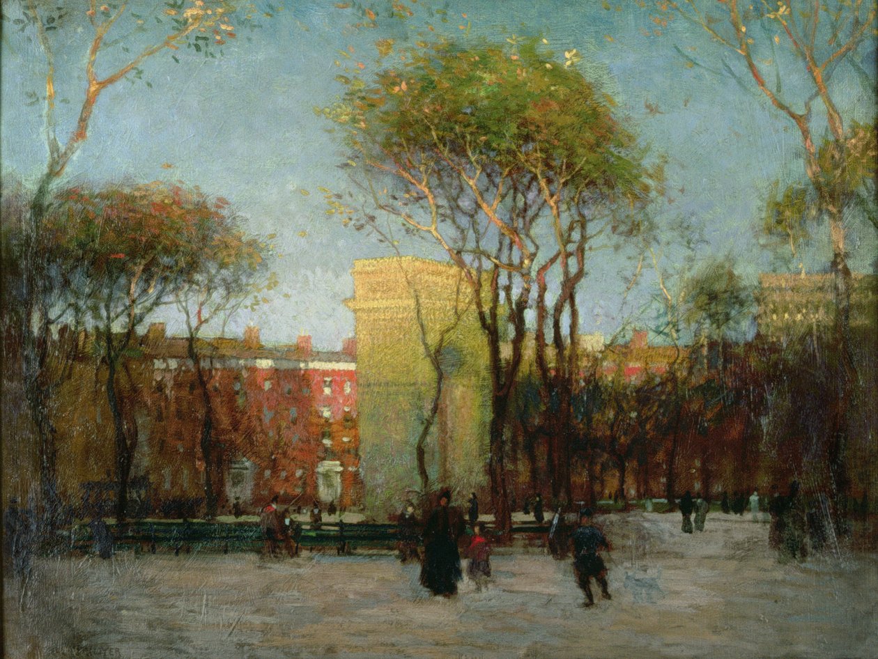 Washington tér, New York, 1900 körül alkotó: Paul Cornoyer