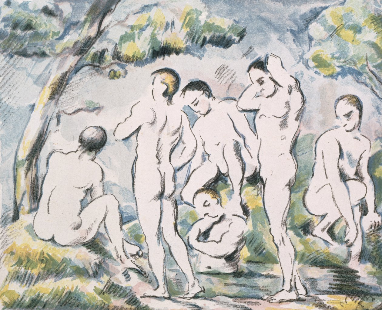Fürdőzők egy tájban, 1898 alkotó: Paul Cézanne