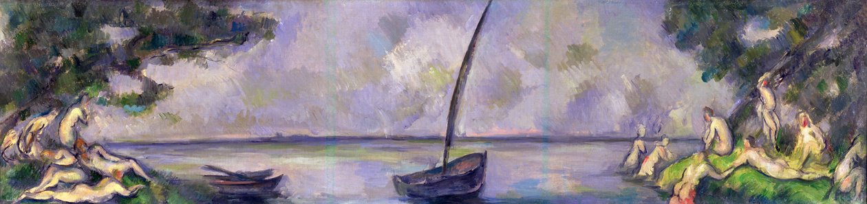 Hajó és fürdőzők alkotó: Paul Cézanne