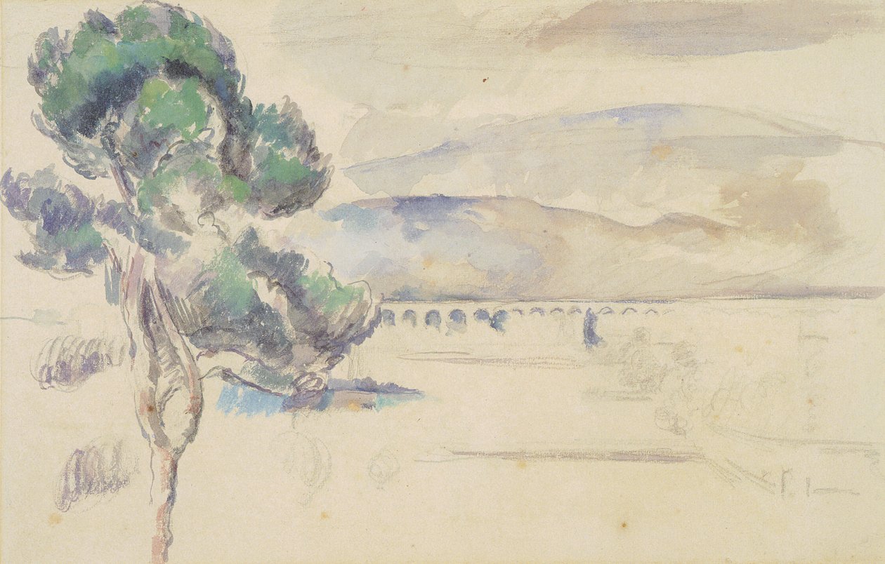 Az ív völgye viadukttal és fenyőfával alkotó: Paul Cézanne