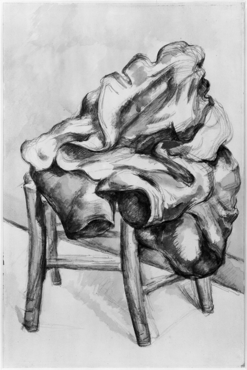 Drapéria széken, 1980-1900 (ceruza és wc mosás papíron) alkotó: Paul Cézanne