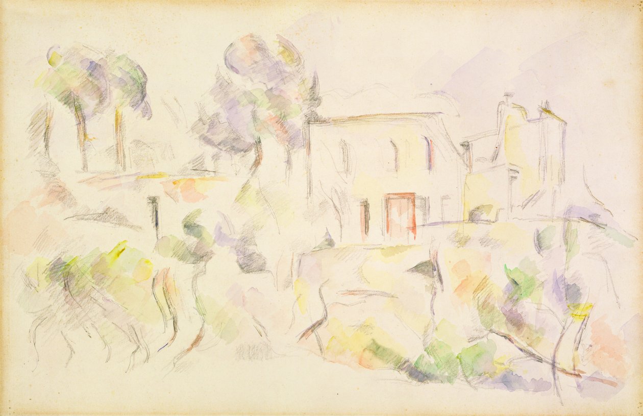 Házcsoport, 1890-94 (wc papíron) alkotó: Paul Cézanne