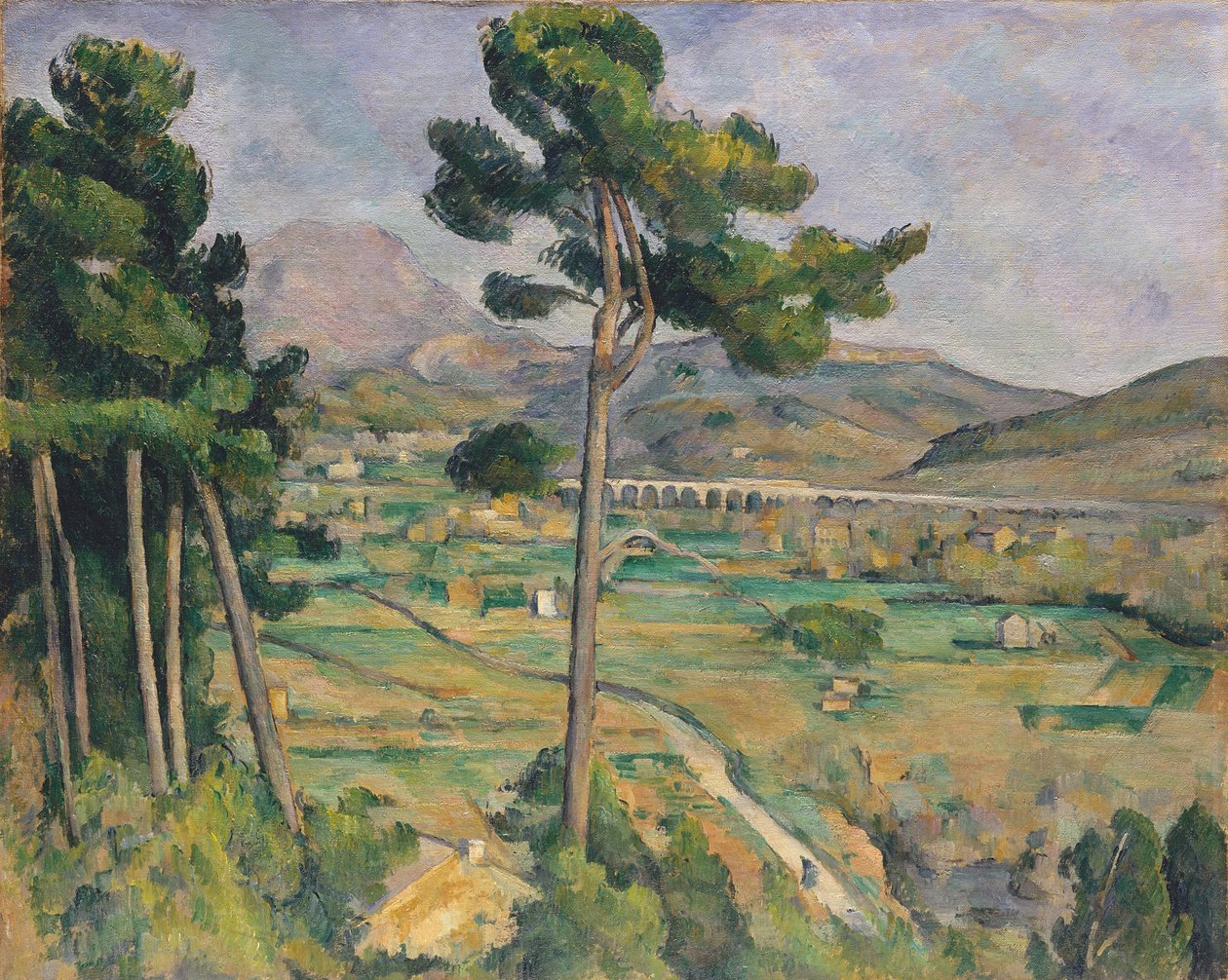 Táj viadukttal: Montagne Sainte-Victoire, 1885-87 körül alkotó: Paul Cézanne