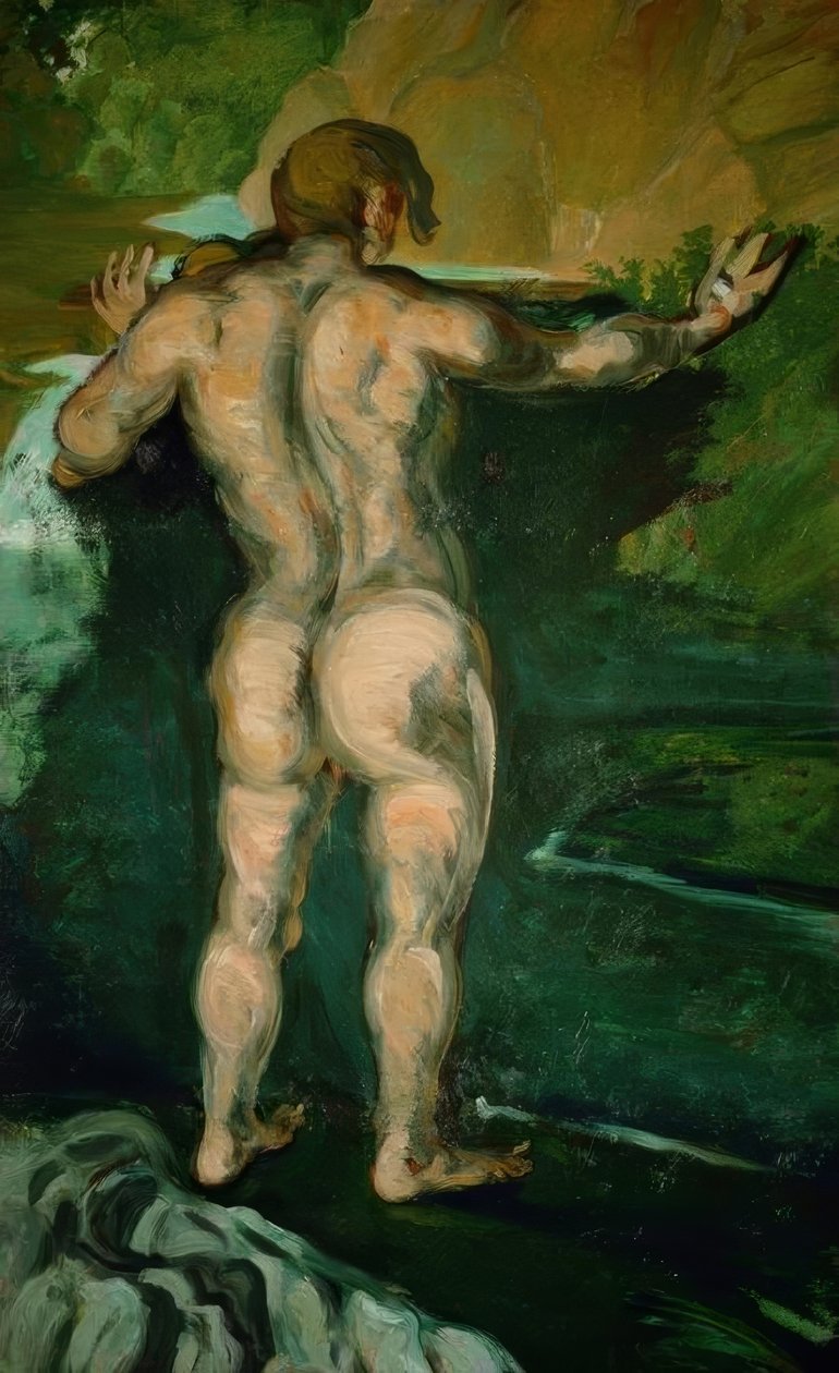 A fürdőző a sziklánál alkotó: Paul Cézanne