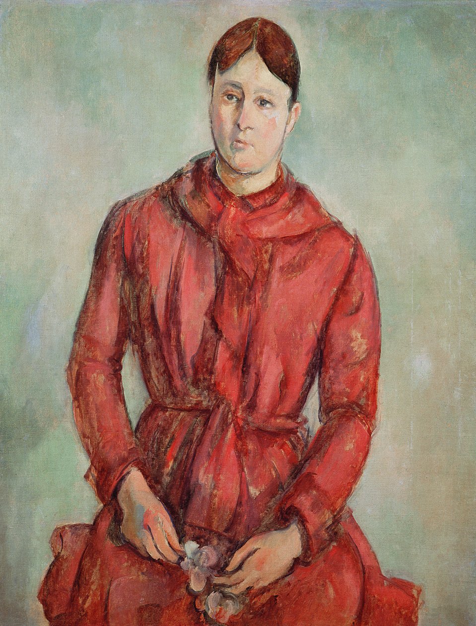 Madame Cezanne portréja vörös ruhában, 1890 körül alkotó: Paul Cézanne