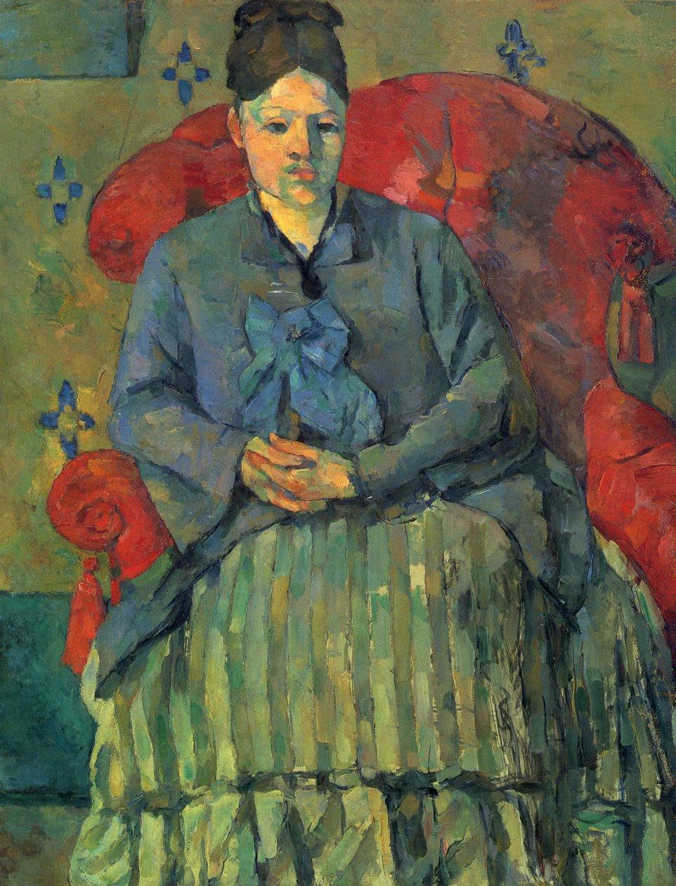 Mme Cézanne portréja egy piros karosszékben alkotó: Paul Cézanne