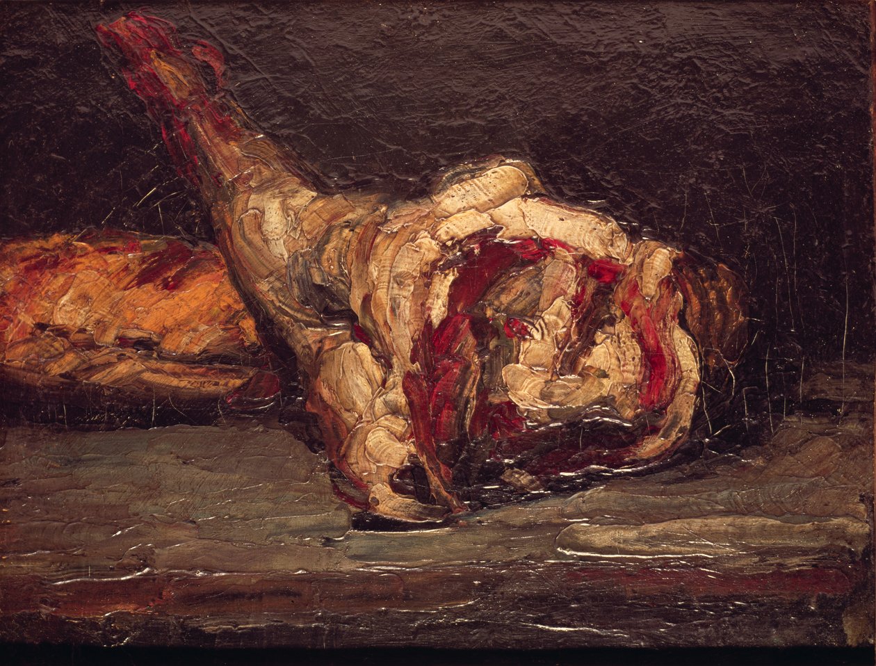 Egy birkacomb és kenyér csendélete, 1865 alkotó: Paul Cézanne
