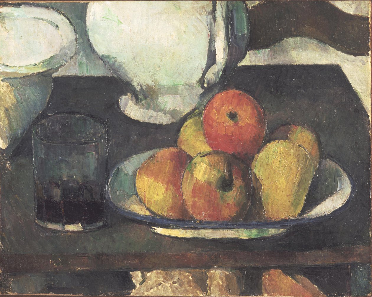 Csendélet almával és egy pohár borral alkotó: Paul Cézanne