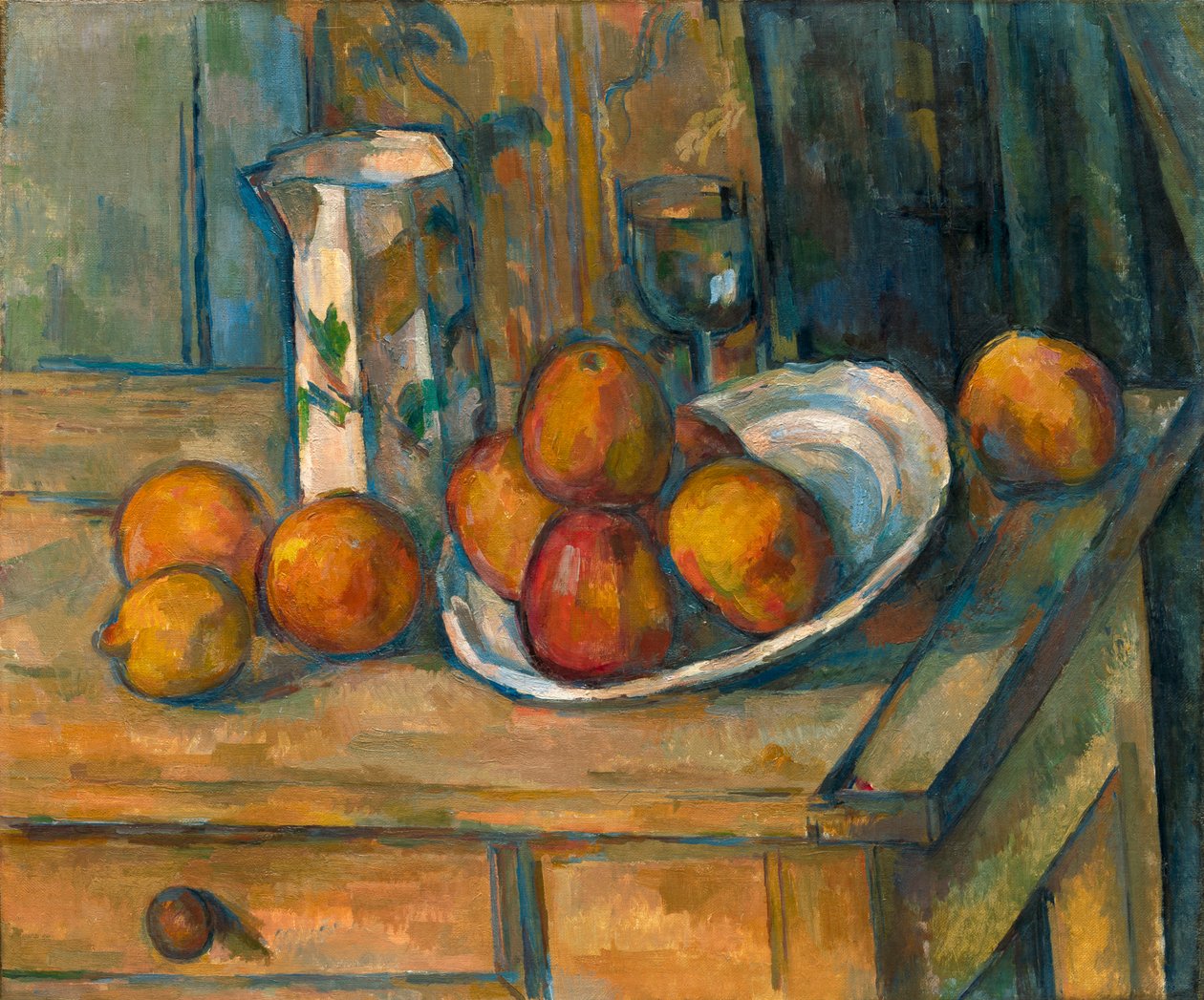 Csendélet tejeskannával és gyümölccsel, 1900 körül alkotó: Paul Cézanne