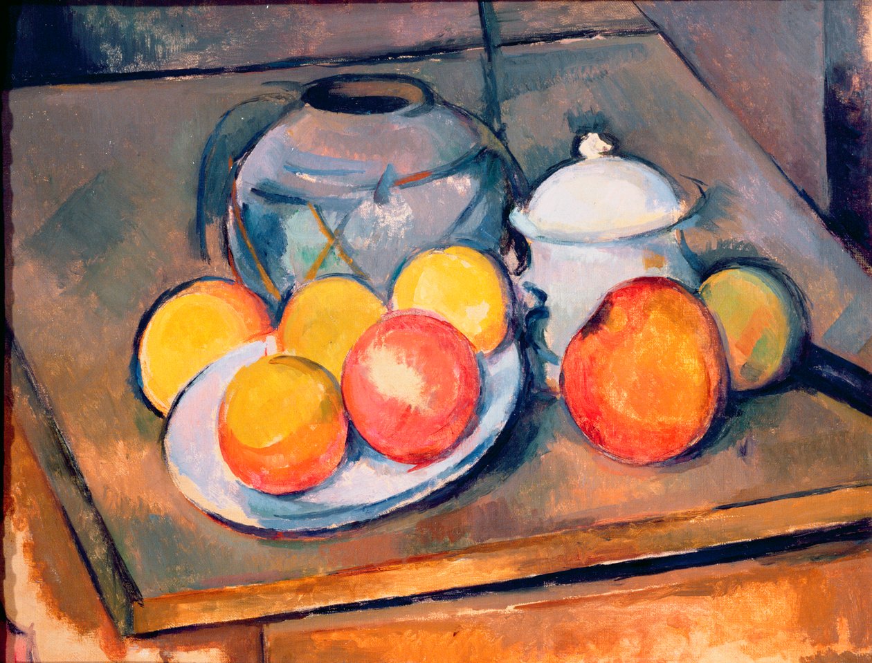 Szalmával borított váza, cukortartó és alma, 1890-93 (lásd még: 287555) alkotó: Paul Cézanne