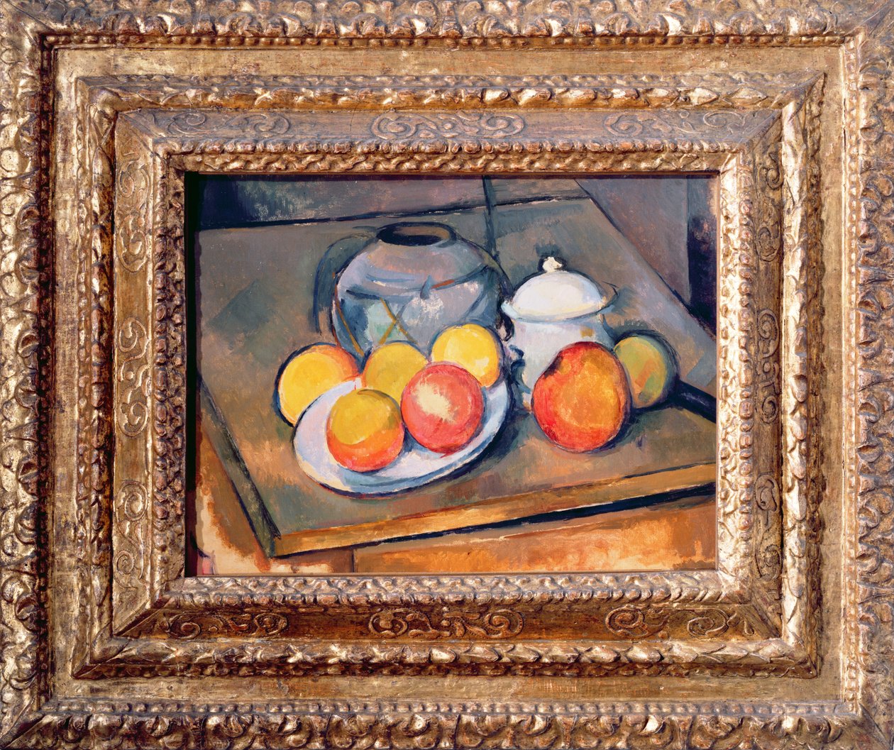 Szalmával borított váza, cukortartó és alma, 1890-93 (lásd még: 393804) alkotó: Paul Cézanne