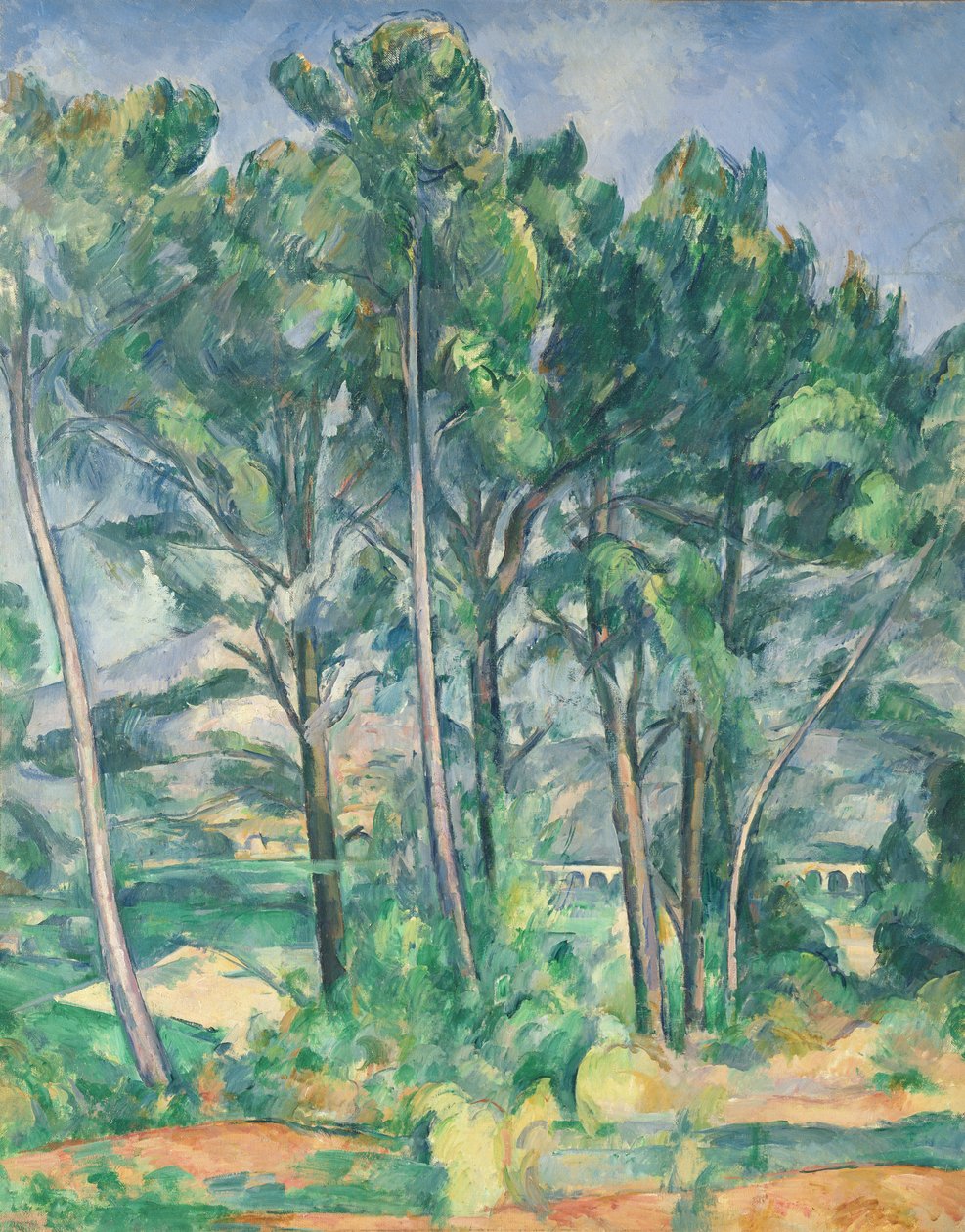 A vízvezeték (Montagne Sainte-Victoire a fákon keresztül), 1885-87 alkotó: Paul Cézanne