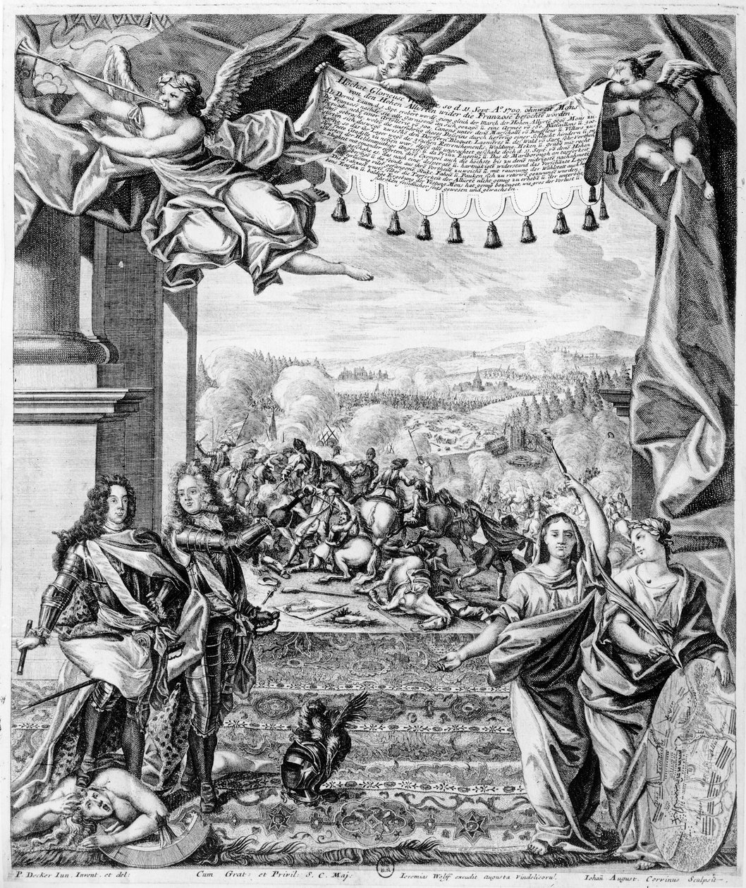 A malplaqueti csata, 1709. szeptember 11., metszet: Jeremias Wolff és Johann August Corninus (1683-1738) alkotó: Paul Decker