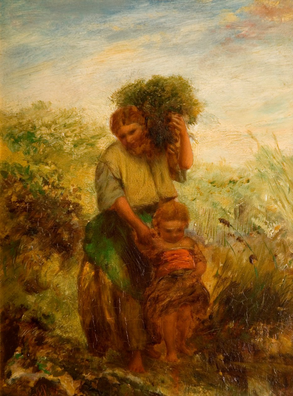 Gorse Gatherer – Child Crossing Mountain Stream, 1855 alkotó: Paul Falconer Poole