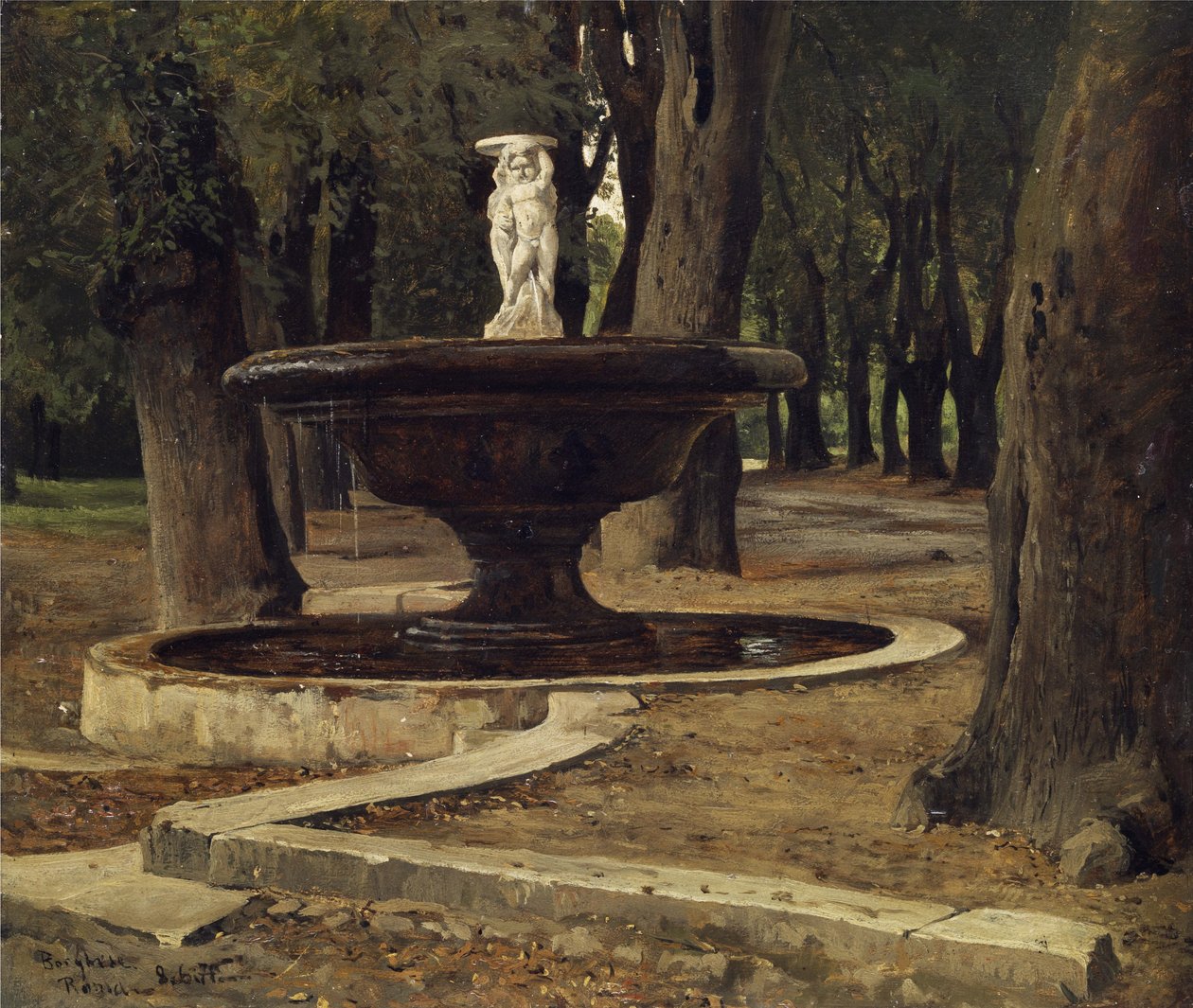 Szökőkút a római Villa Borghese parkjában alkotó: Paul Flickel