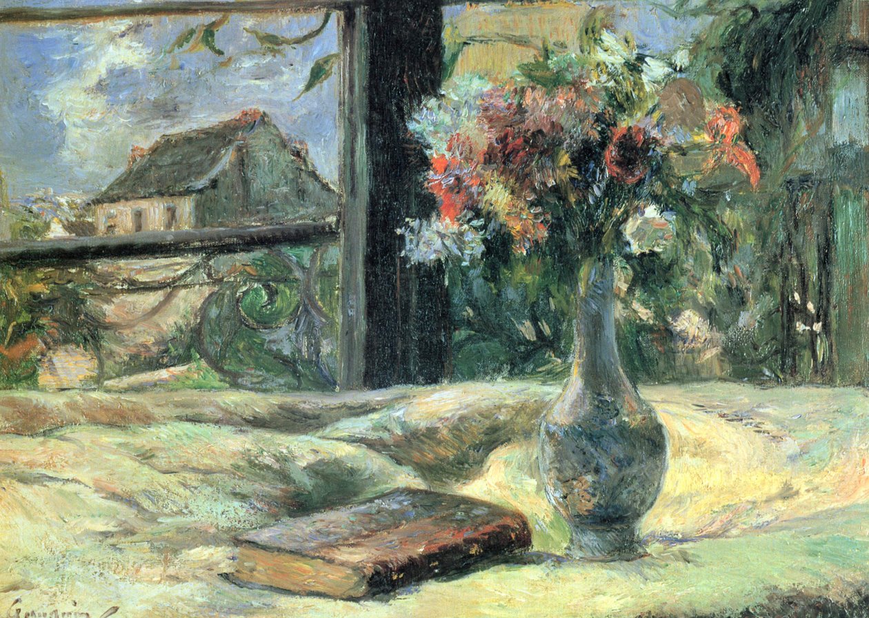 Virágváza az ablak mellett alkotó: Paul Gauguin
