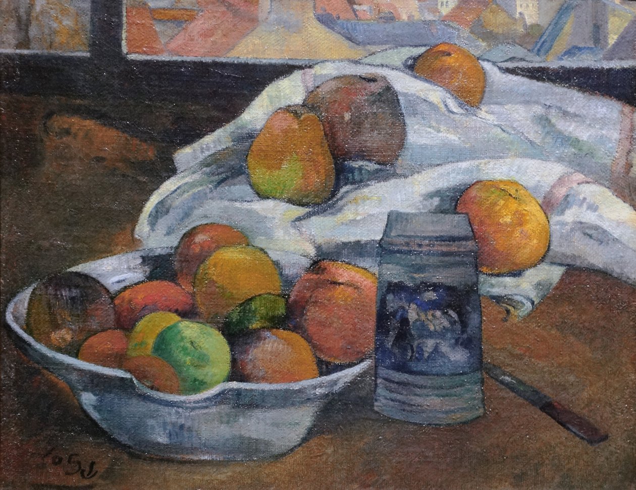 Tál gyümölcs és tartály az ablak előtt, 1890 körül alkotó: Paul Gauguin