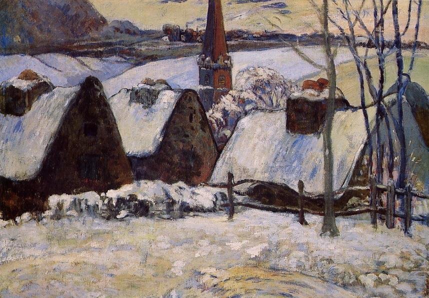 Breton falu a hóban alkotó: Paul Gauguin