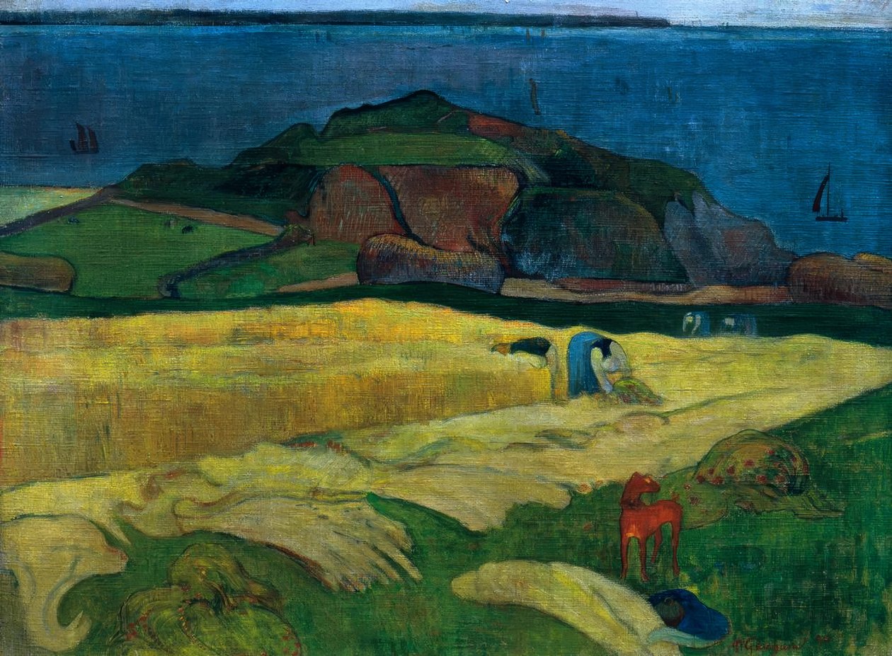 A betakarítás a tenger mellett: Le Pouldu alkotó: Paul Gauguin